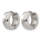 Stainless Steel Polished Hinged Huggie Hoop Earrings