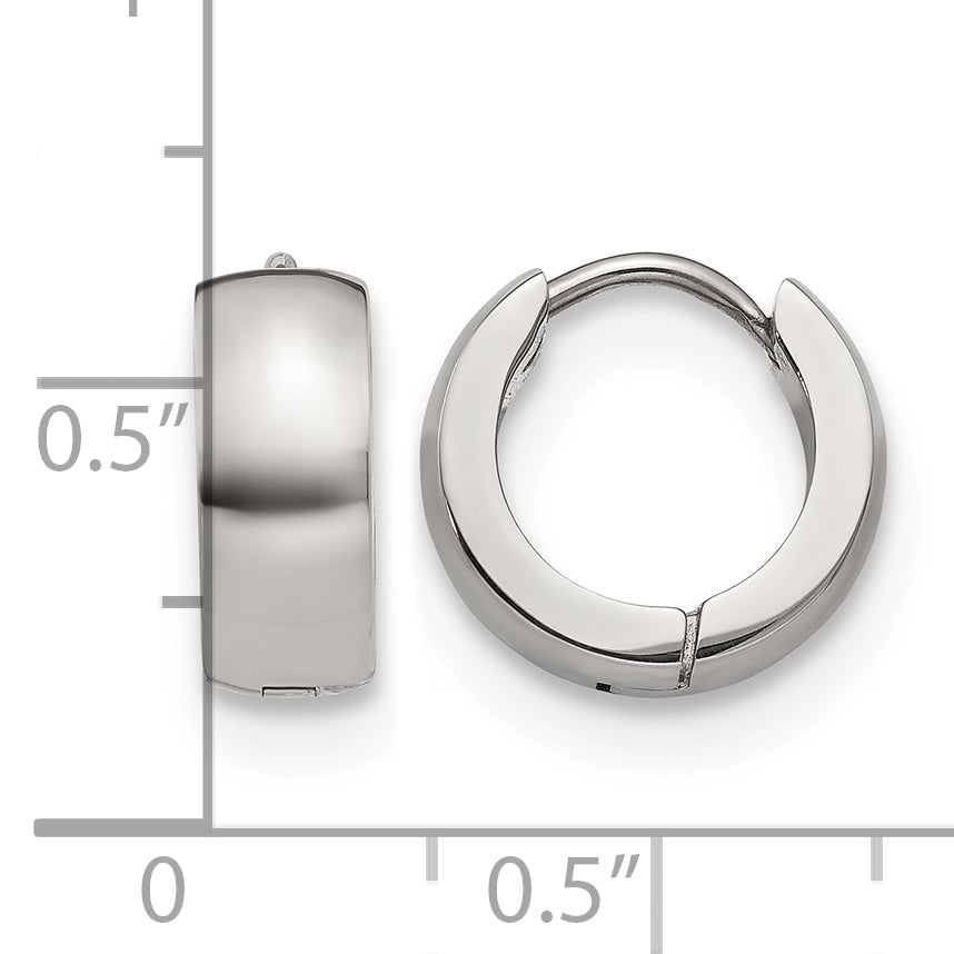 Stainless Steel Polished Hinged Huggie Hoop Earrings