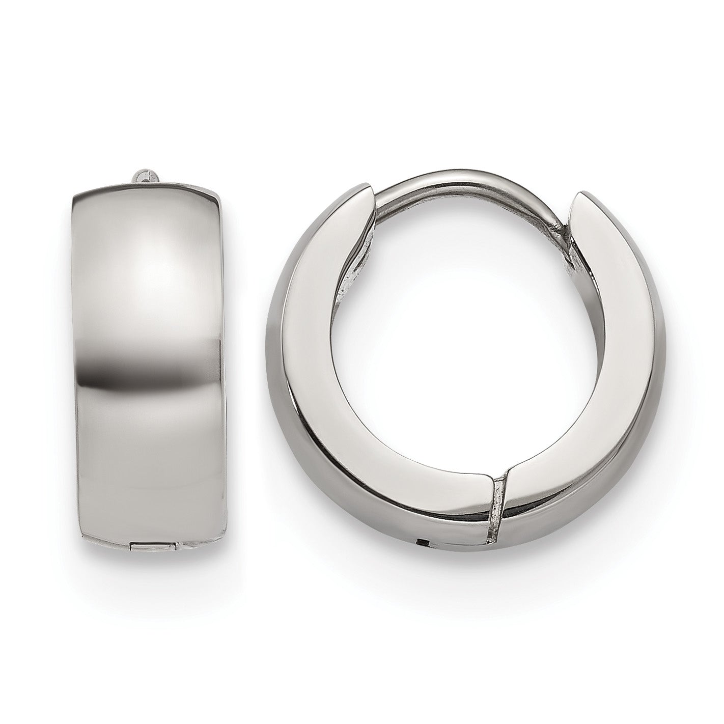 Stainless Steel Polished Hinged Huggie Hoop Earrings