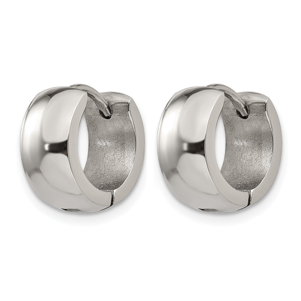 Stainless Steel Polished Hinged Huggie Hoop Earrings