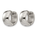 Stainless Steel Polished Hinged Huggie Hoop Earrings