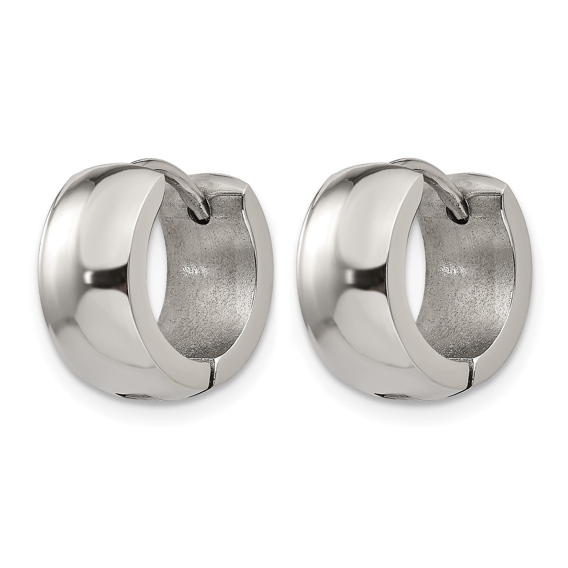 Stainless Steel Polished Hinged Huggie Hoop Earrings