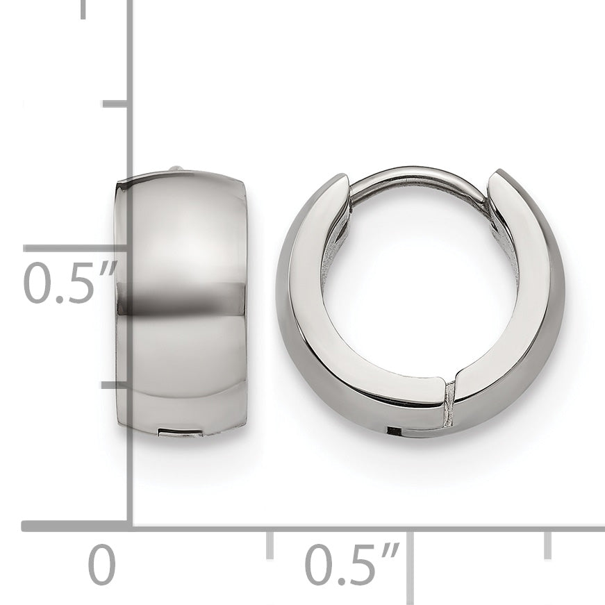 Stainless Steel Polished Hinged Huggie Hoop Earrings
