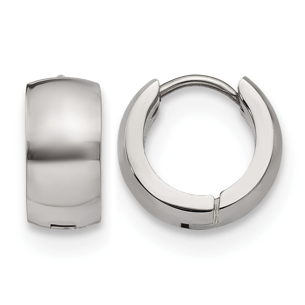 Stainless Steel Polished Hinged Huggie Hoop Earrings