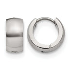 Stainless Steel Polished Hinged Huggie Hoop Earrings