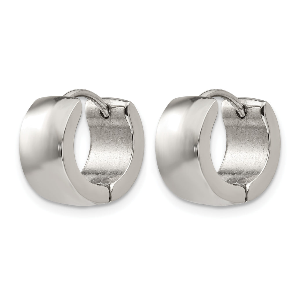 Stainless Steel Polished Hinged Huggie Hoop Earrings