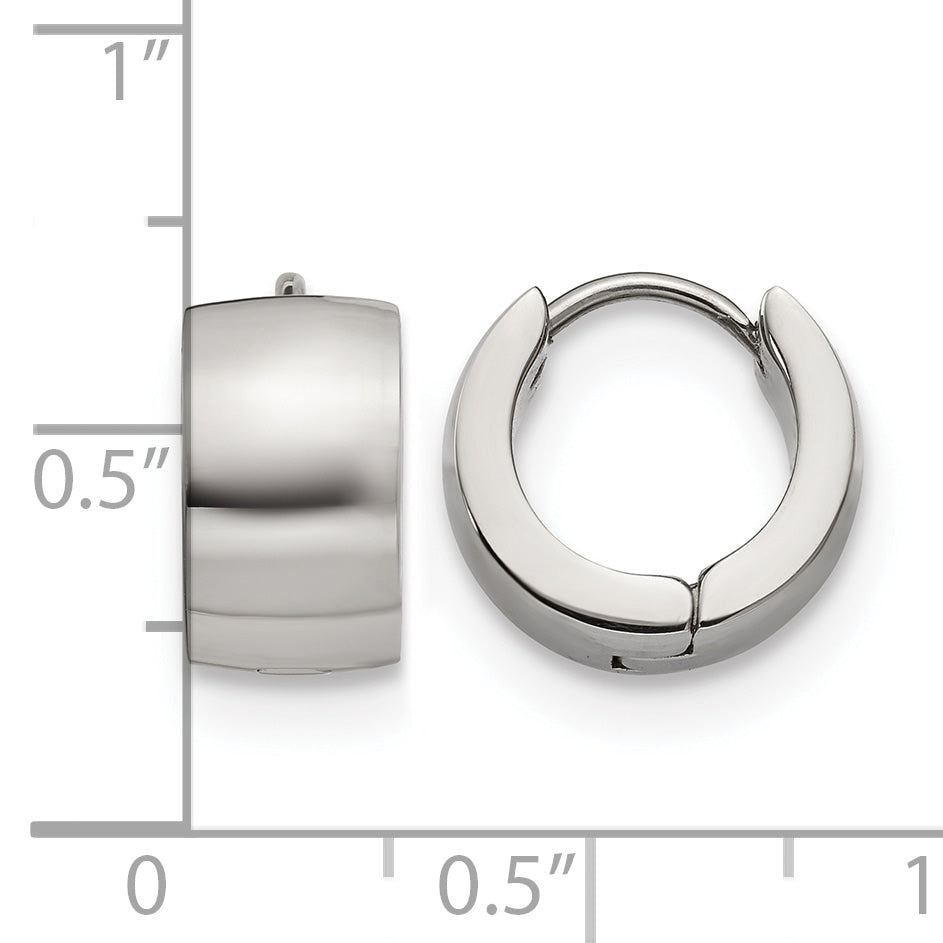 Stainless Steel Polished Hinged Huggie Hoop Earrings