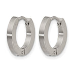 Stainless Steel Polished & Brushed Hinged Huggie Hoop Earrings