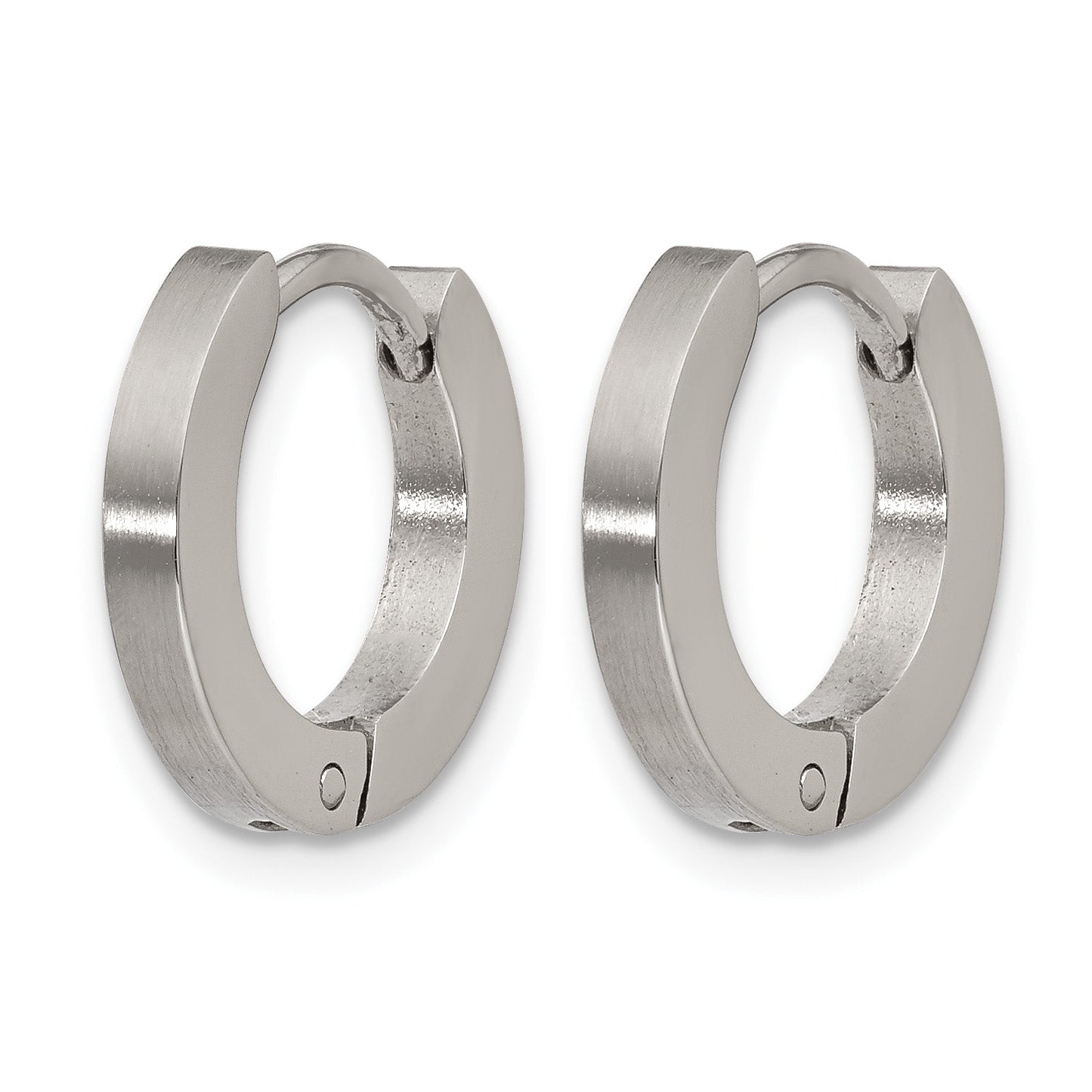 Stainless Steel Polished & Brushed Hinged Huggie Hoop Earrings
