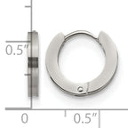 Stainless Steel Polished & Brushed Hinged Huggie Hoop Earrings