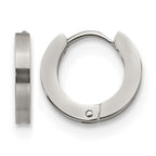 Stainless Steel Polished & Brushed Hinged Huggie Hoop Earrings
