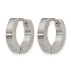 Stainless Steel Polished & Brushed Hinged Huggie Hoop Earrings