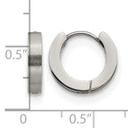 Stainless Steel Polished & Brushed Hinged Huggie Hoop Earrings