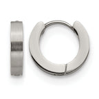 Stainless Steel Polished & Brushed Hinged Huggie Hoop Earrings