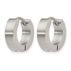 Stainless Steel Polished & Brushed Hinged Huggie Hoop Earrings