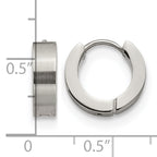 Stainless Steel Polished & Brushed Hinged Huggie Hoop Earrings