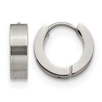 Stainless Steel Polished & Brushed Hinged Huggie Hoop Earrings