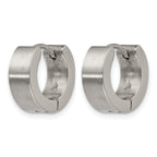 Stainless Steel Polished & Brushed Hinged Huggie Hoop Earrings