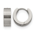 Stainless Steel Polished & Brushed Hinged Huggie Hoop Earrings