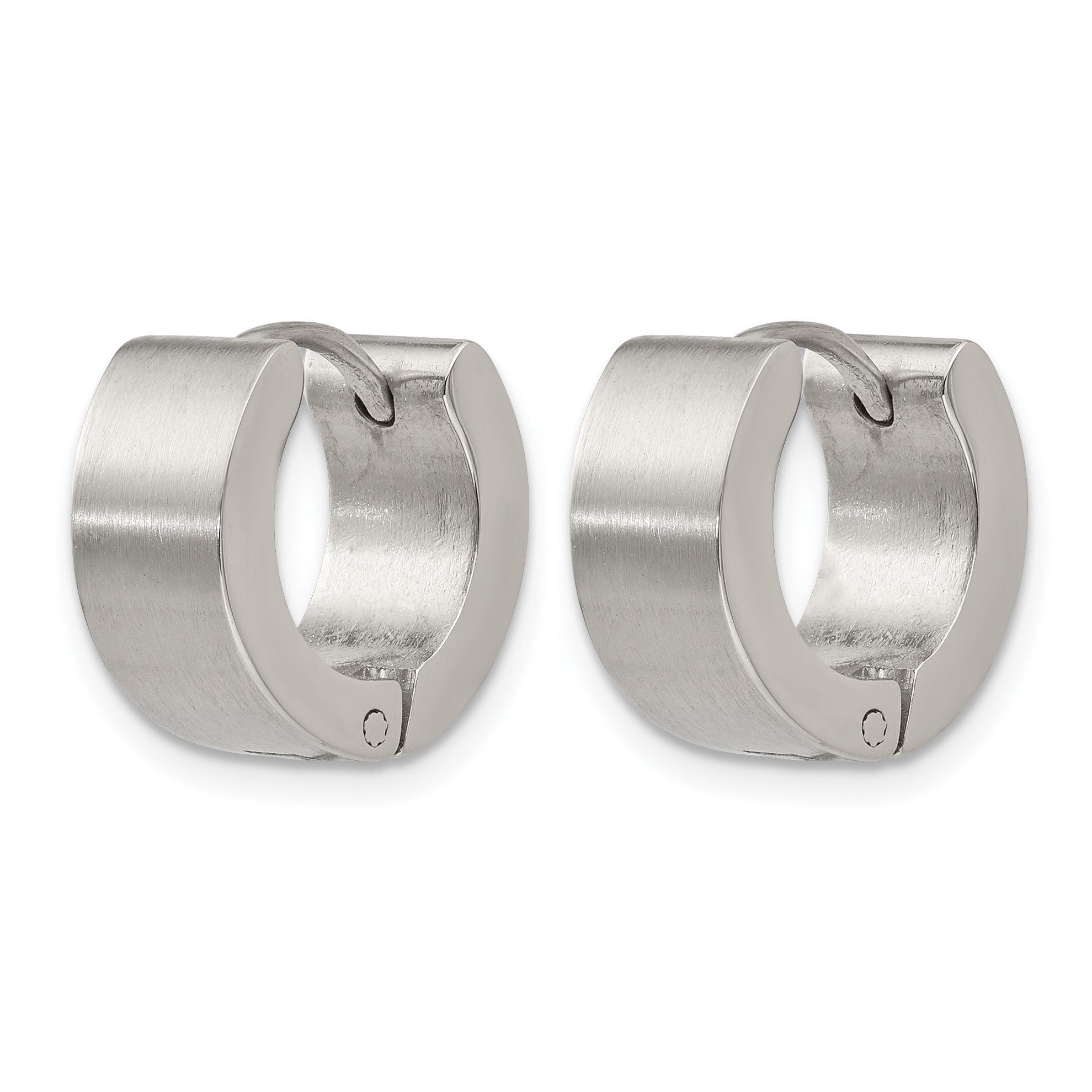 Stainless Steel Polished & Brushed Hinged Huggie Hoop Earrings Secondary image