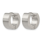 Stainless Steel Polished & Brushed Hinged Huggie Hoop Earrings