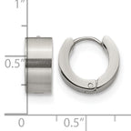 Stainless Steel Polished & Brushed Hinged Huggie Hoop Earrings