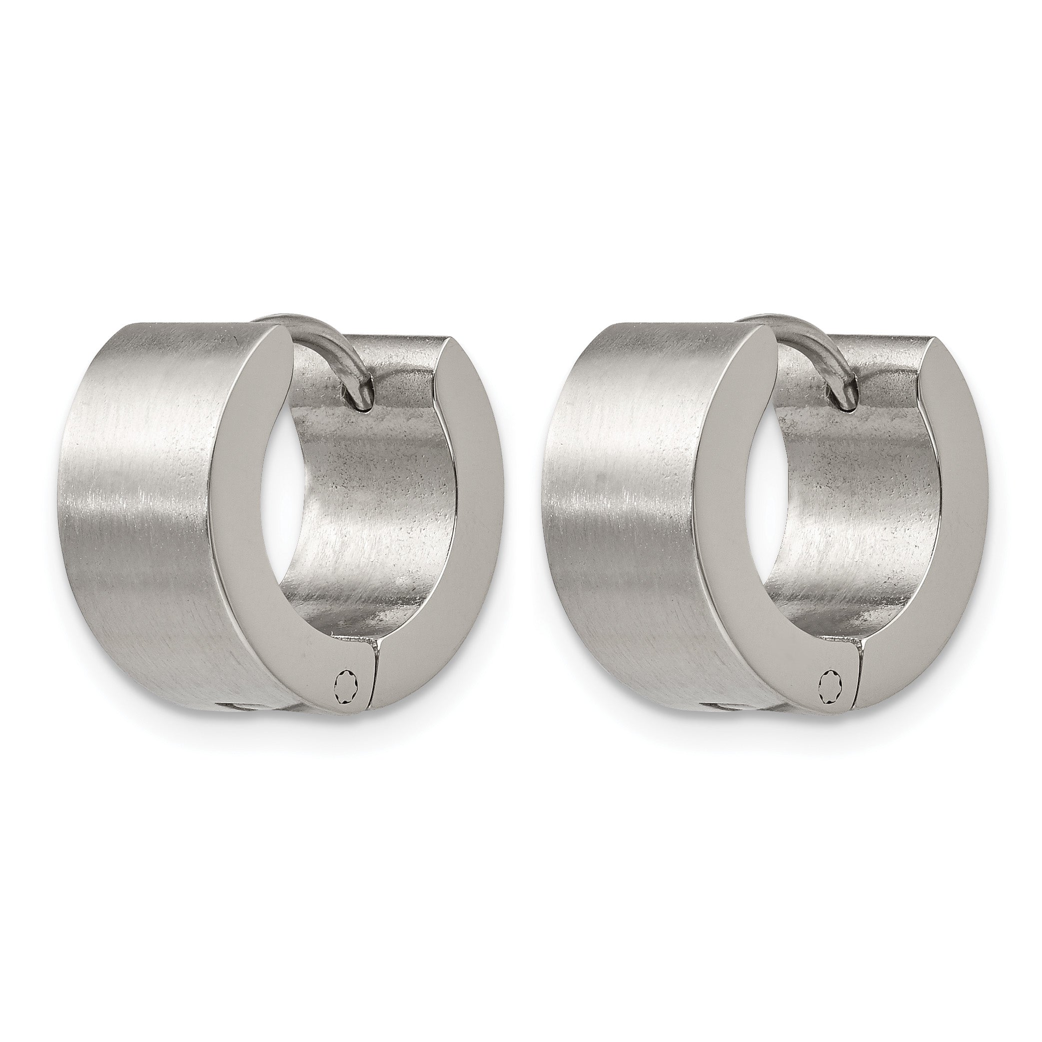 Stainless Steel Polished & Brushed Hinged Huggie Hoop Earrings Secondary image