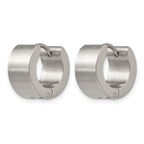 Stainless Steel Polished & Brushed Hinged Huggie Hoop Earrings