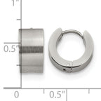 Stainless Steel Polished & Brushed Hinged Huggie Hoop Earrings