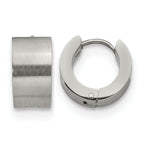 Stainless Steel Polished & Brushed Hinged Huggie Hoop Earrings