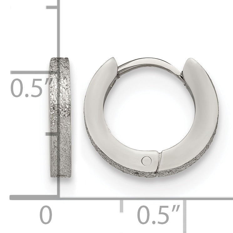 Stainless Steel Polished Hinged Huggie Hoop Earrings