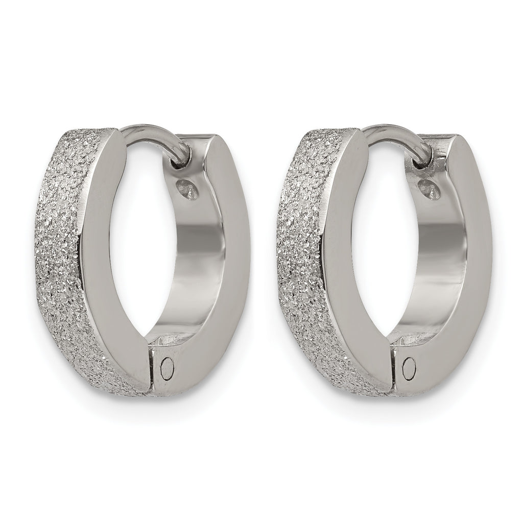 Stainless Steel Polished Hinged Huggie Hoop Earrings