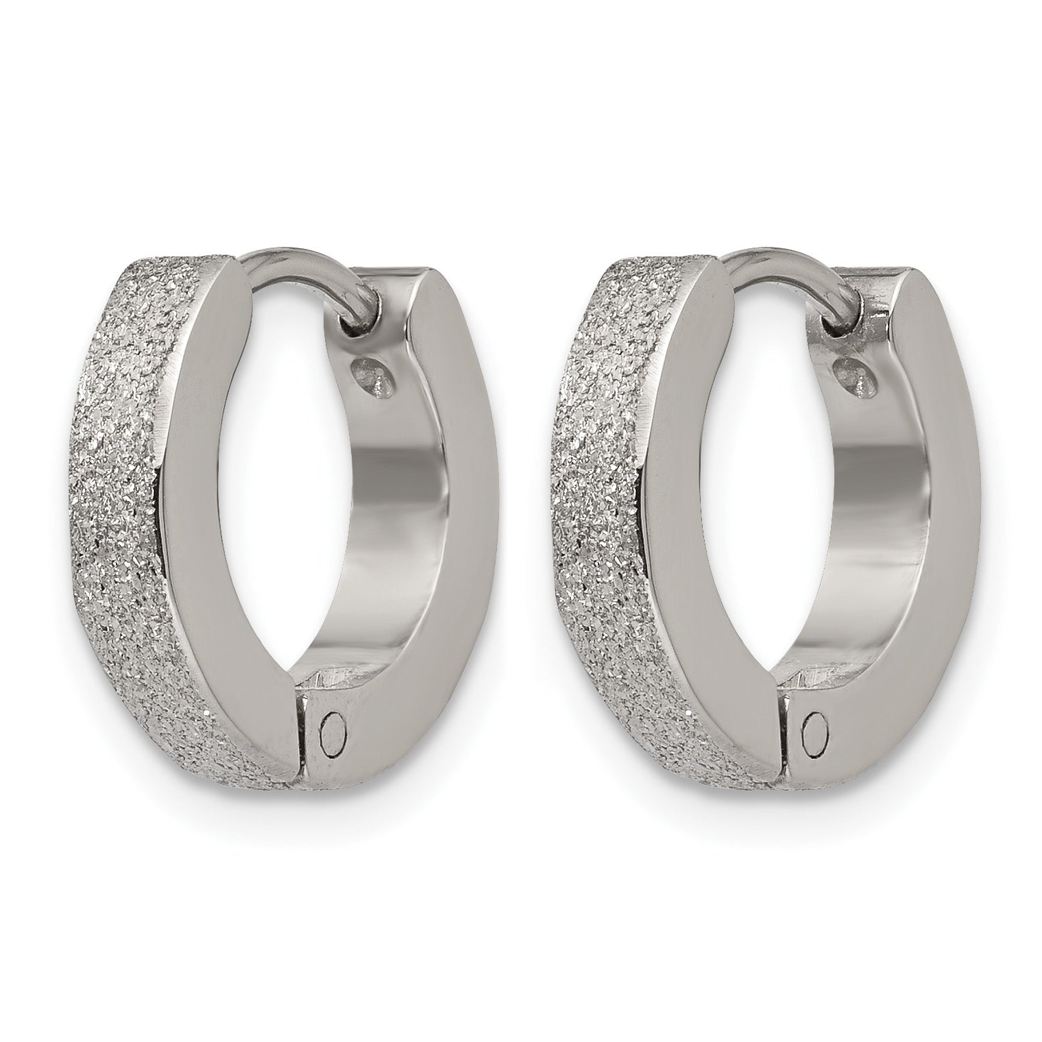 Stainless Steel Polished Hinged Huggie Hoop Earrings