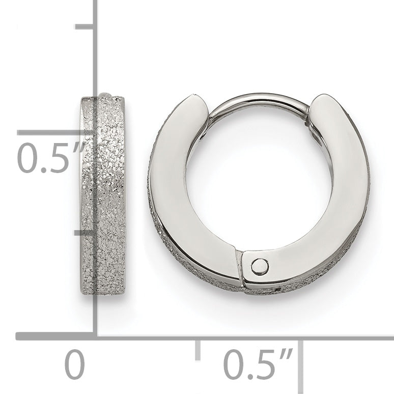 Stainless Steel Polished Hinged Huggie Hoop Earrings