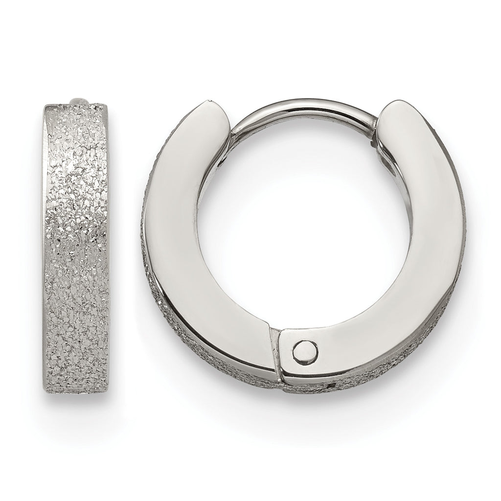 Stainless Steel Polished Hinged Huggie Hoop Earrings