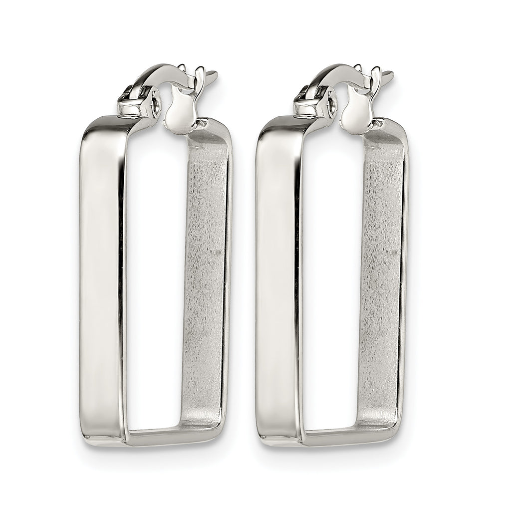 Stainless Steel Polished Square Hoop Earrings for Women