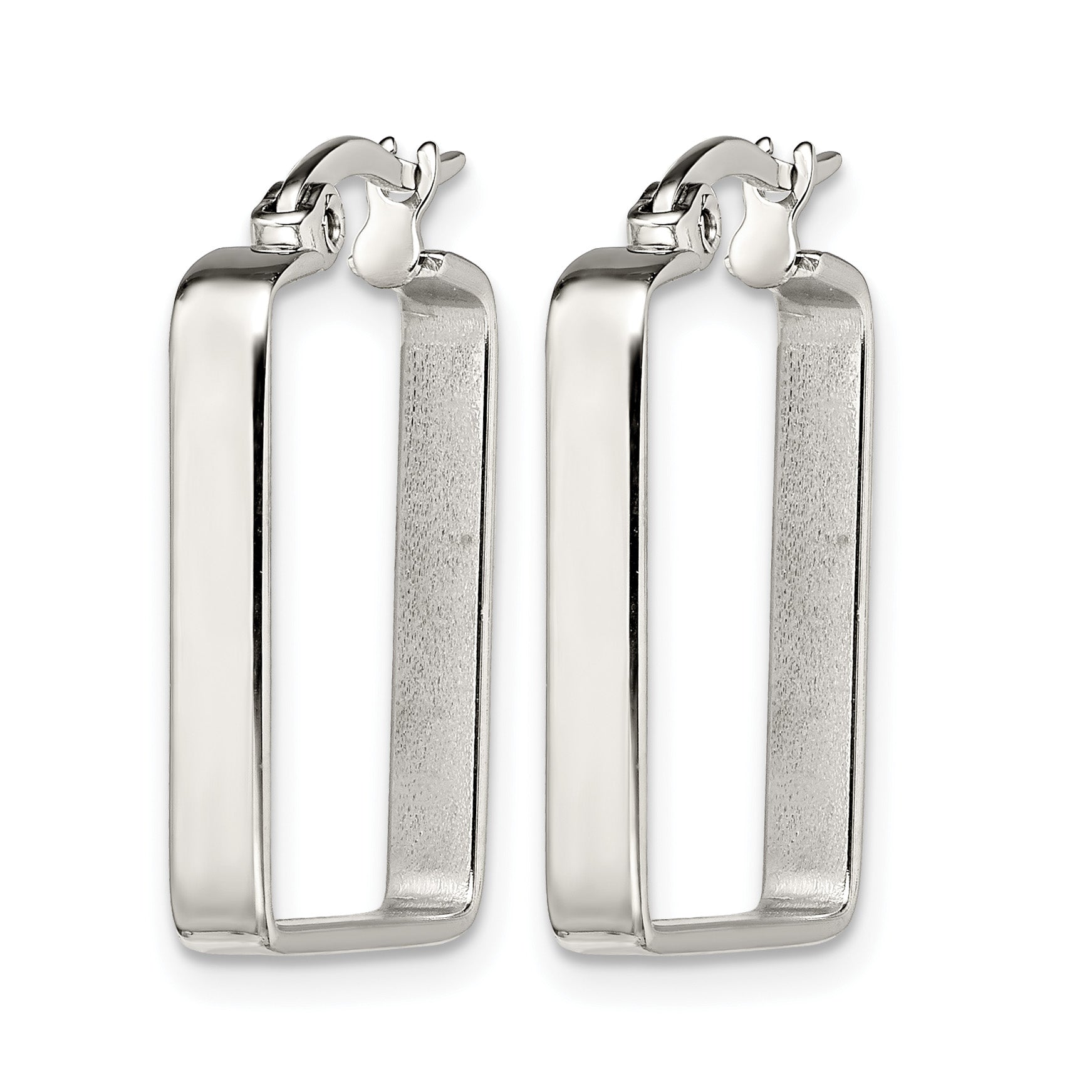 Stainless Steel Polished Square Hoop Earrings for Women