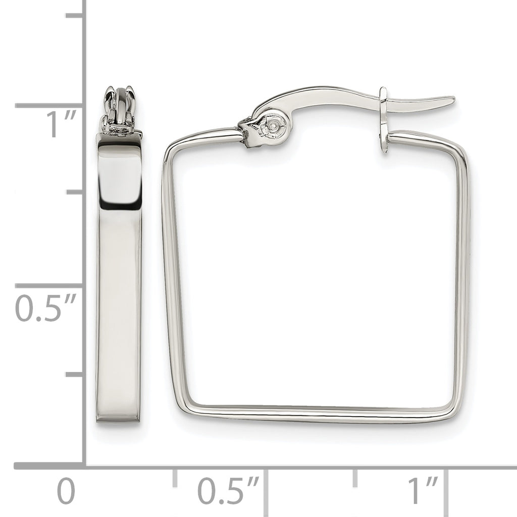 Stainless Steel Polished Square Hoop Earrings for Women