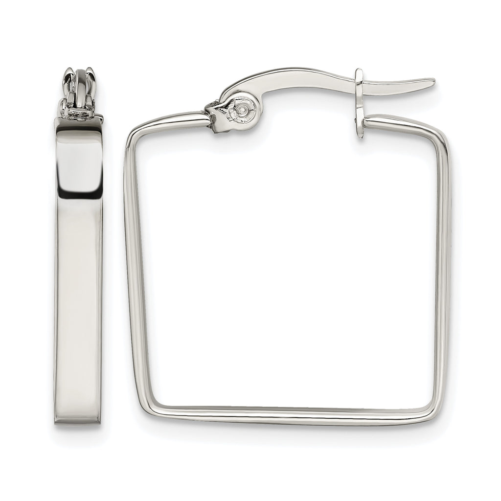 Stainless Steel Polished Square Hoop Earrings for Women