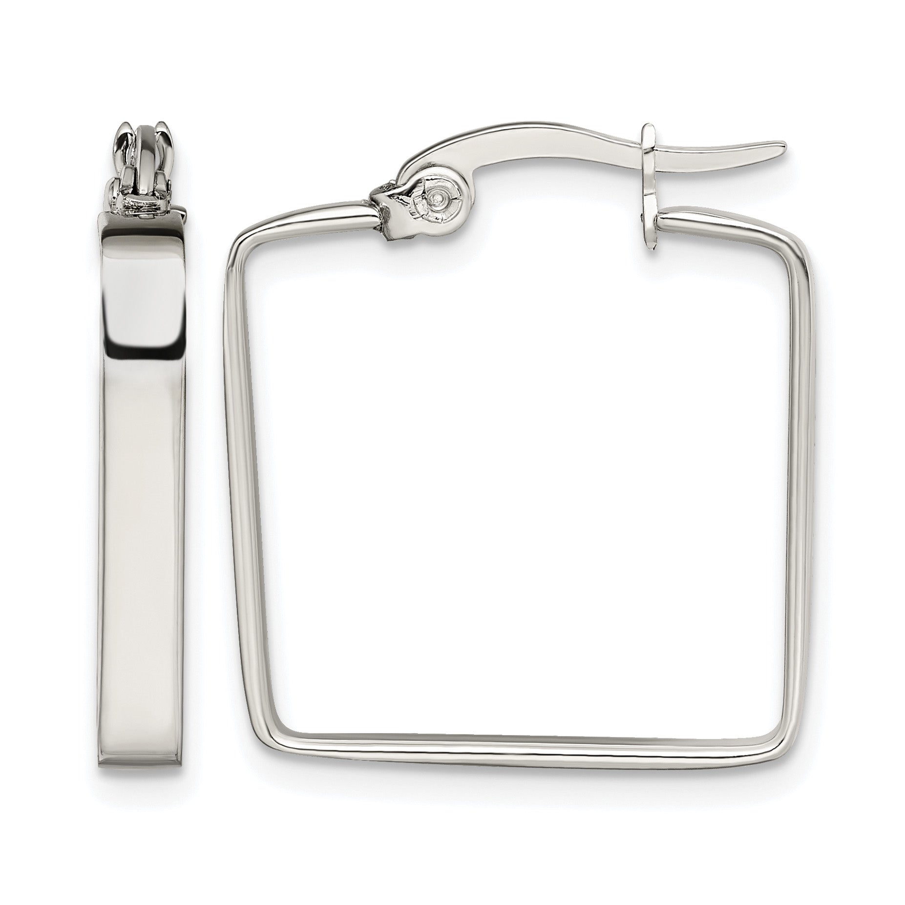 Stainless Steel Polished Square Hoop Earrings for Women