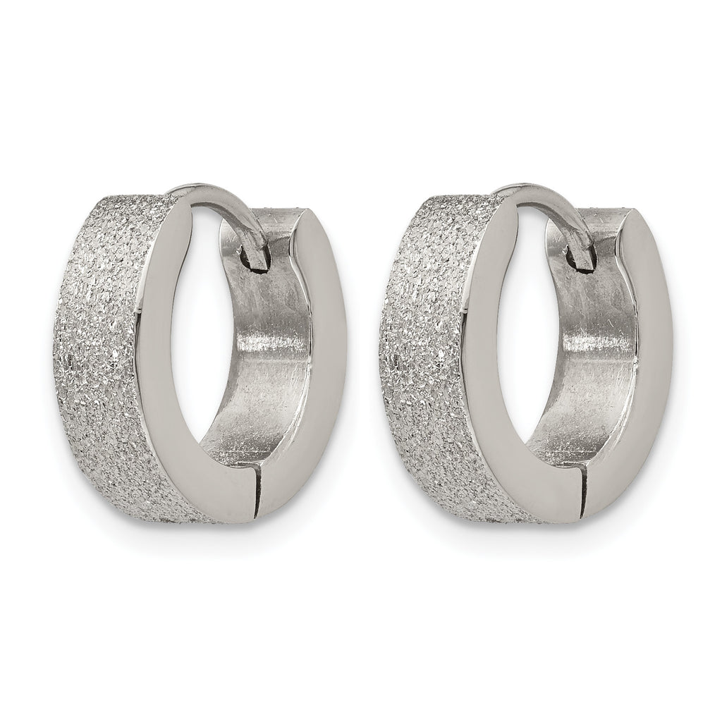 Stainless Steel Polished Hinged Huggie Hoop Earrings