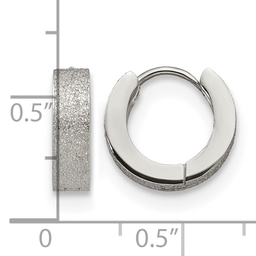 Stainless Steel Polished Hinged Huggie Hoop Earrings