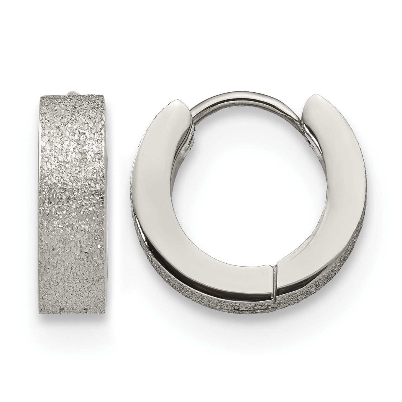 Stainless Steel Polished Hinged Huggie Hoop Earrings Main image