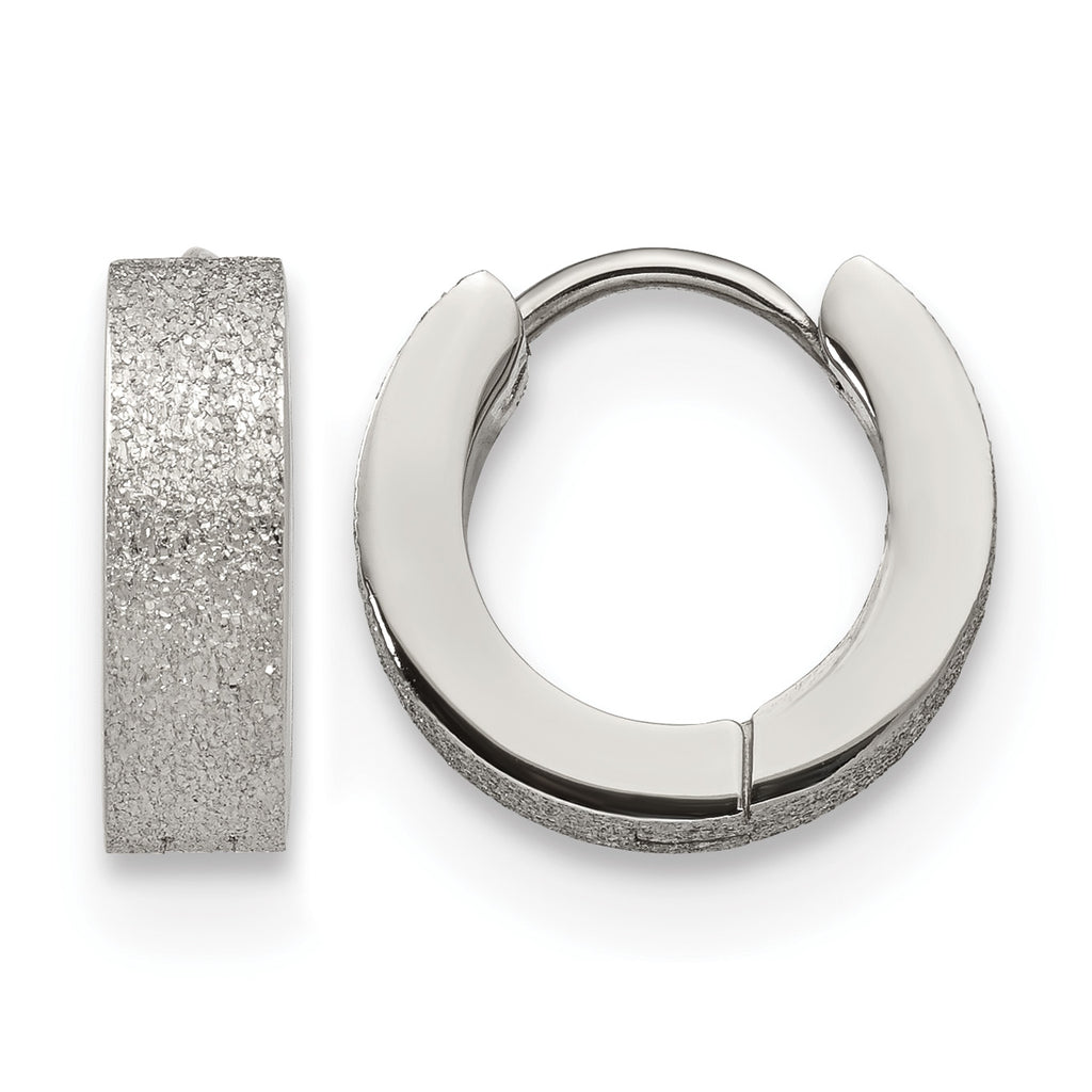 Stainless Steel Polished Hinged Huggie Hoop Earrings