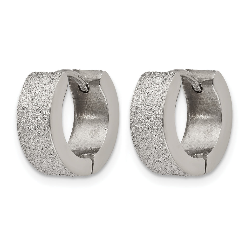 Stainless Steel Polished Hinged Huggie Hoop Earrings