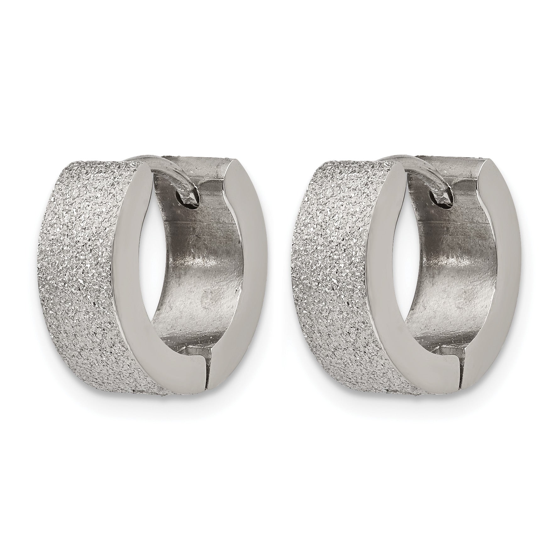 Stainless Steel Polished Hinged Huggie Hoop Earrings