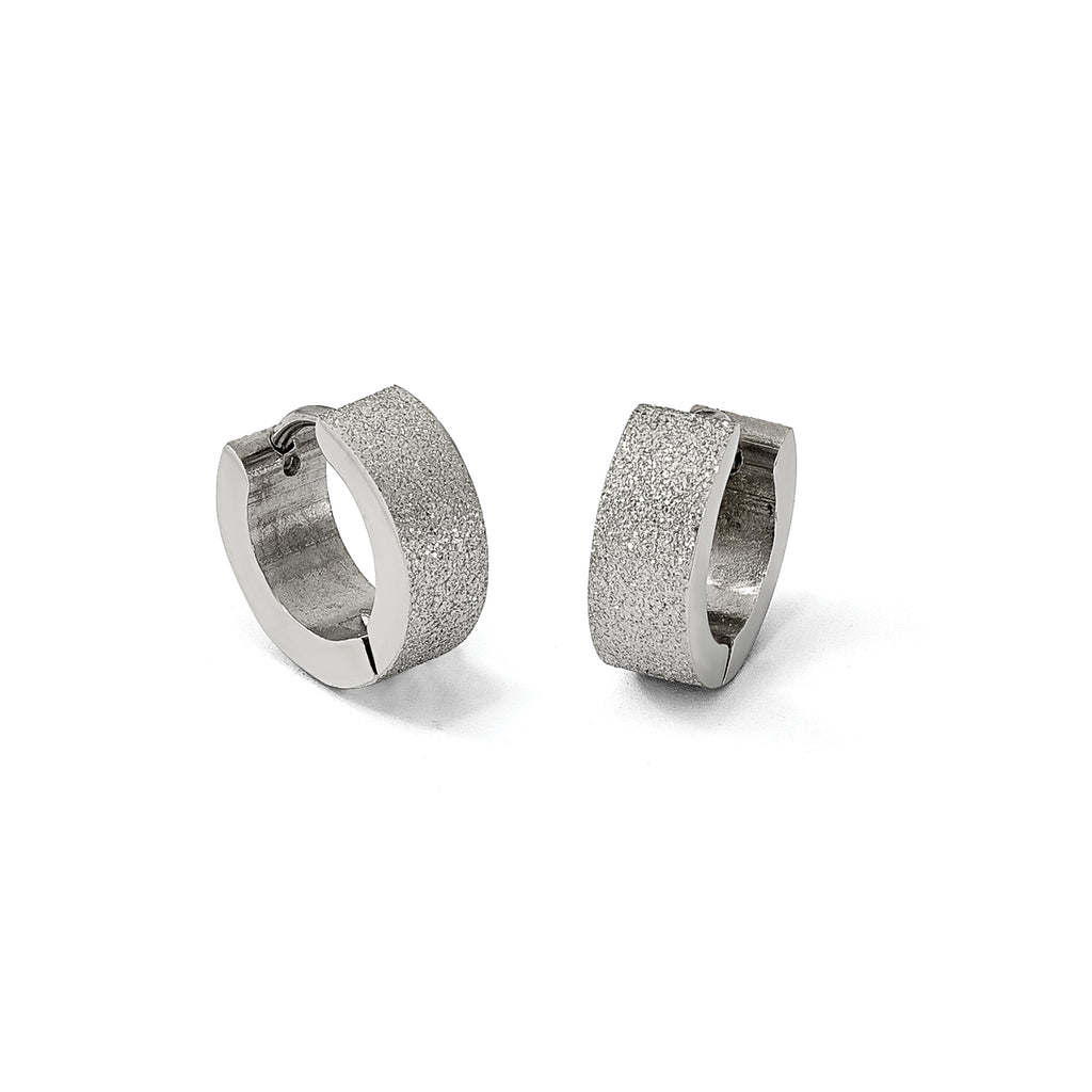 Stainless Steel Polished Hinged Huggie Hoop Earrings