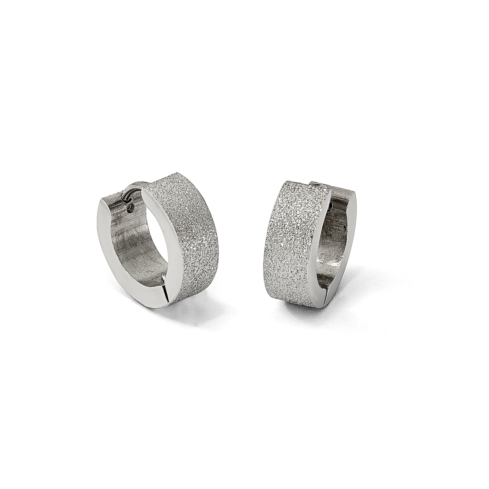 Stainless Steel Polished Hinged Huggie Hoop Earrings