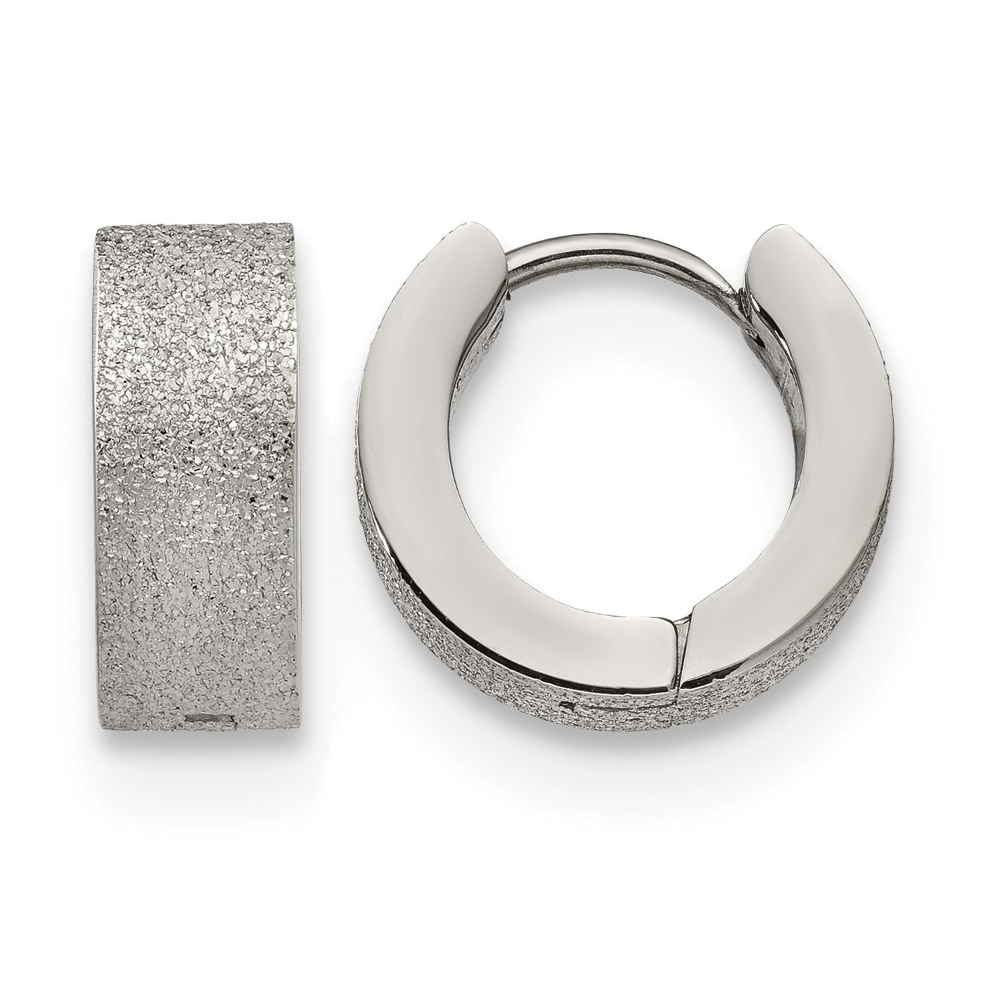 Stainless Steel Polished Hinged Huggie Hoop Earrings Main image