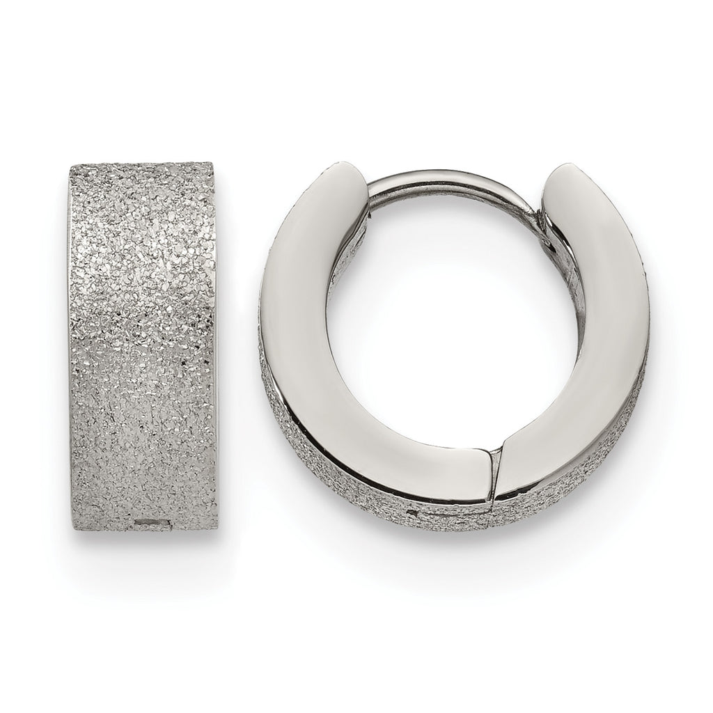 Stainless Steel Polished Hinged Huggie Hoop Earrings